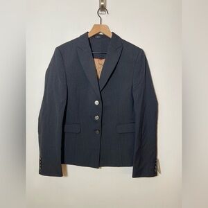 Brook Taverner Blazer Womens UK 12L Charcoal Lined Button Up Wool Blend New
